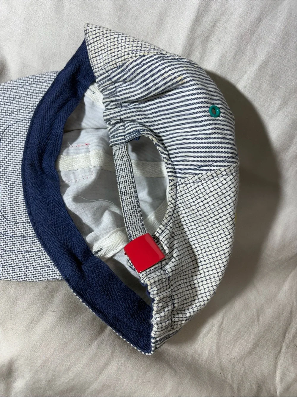 Vintage Gymboree White & Navy Striped Kids Cap with Airplane Patch